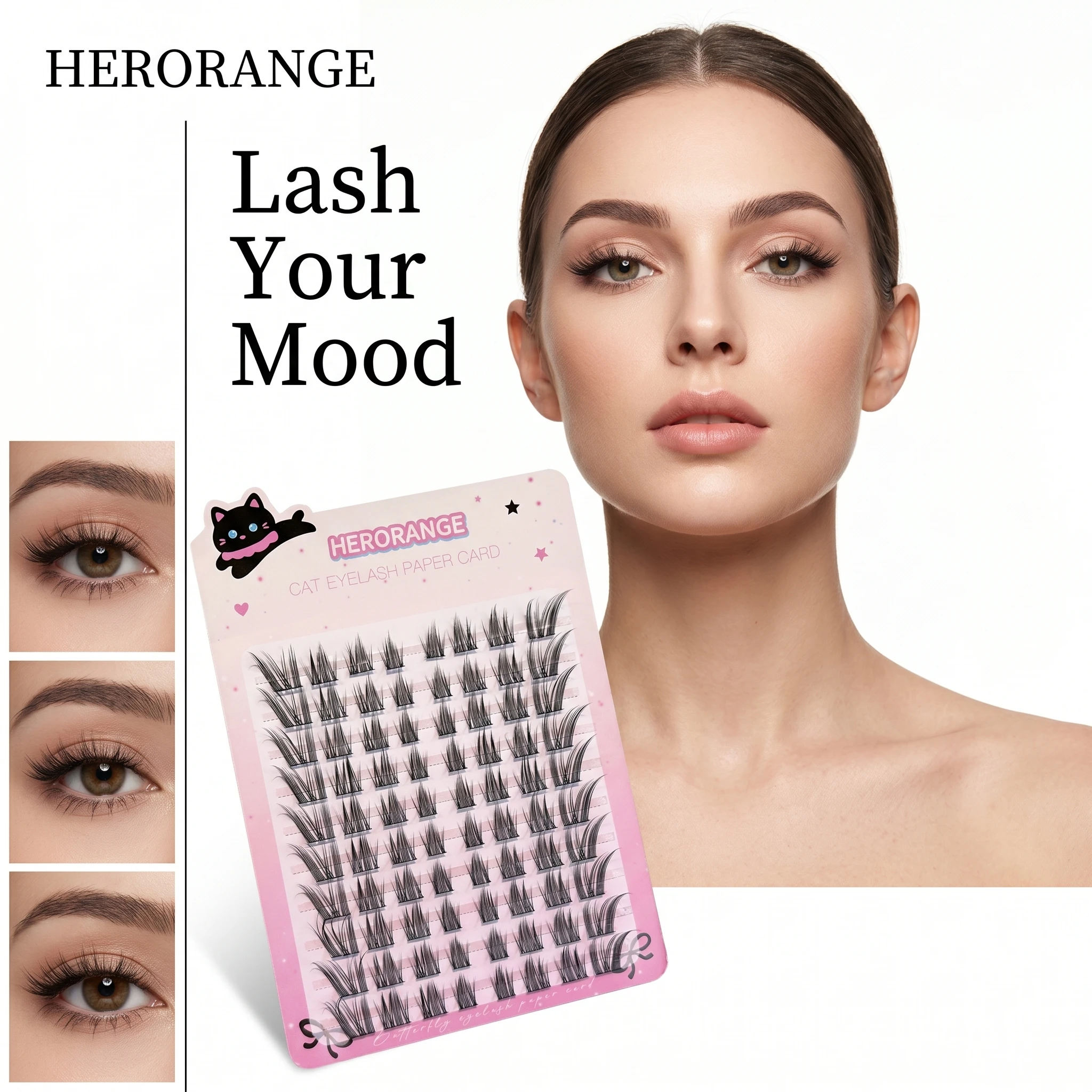 Herorange Glue Free Cat Noble Lashes Natural Comic Eye 11 13mm Easy Apply Daily Bare Makeup for Beginners