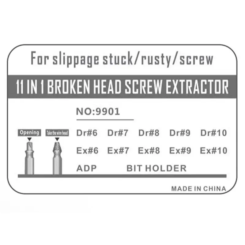 AEE6-12Pcs Broken Head Screw Extractor Tool Set For Removing Rusted And Damaged Bolts For Car Repair Durable