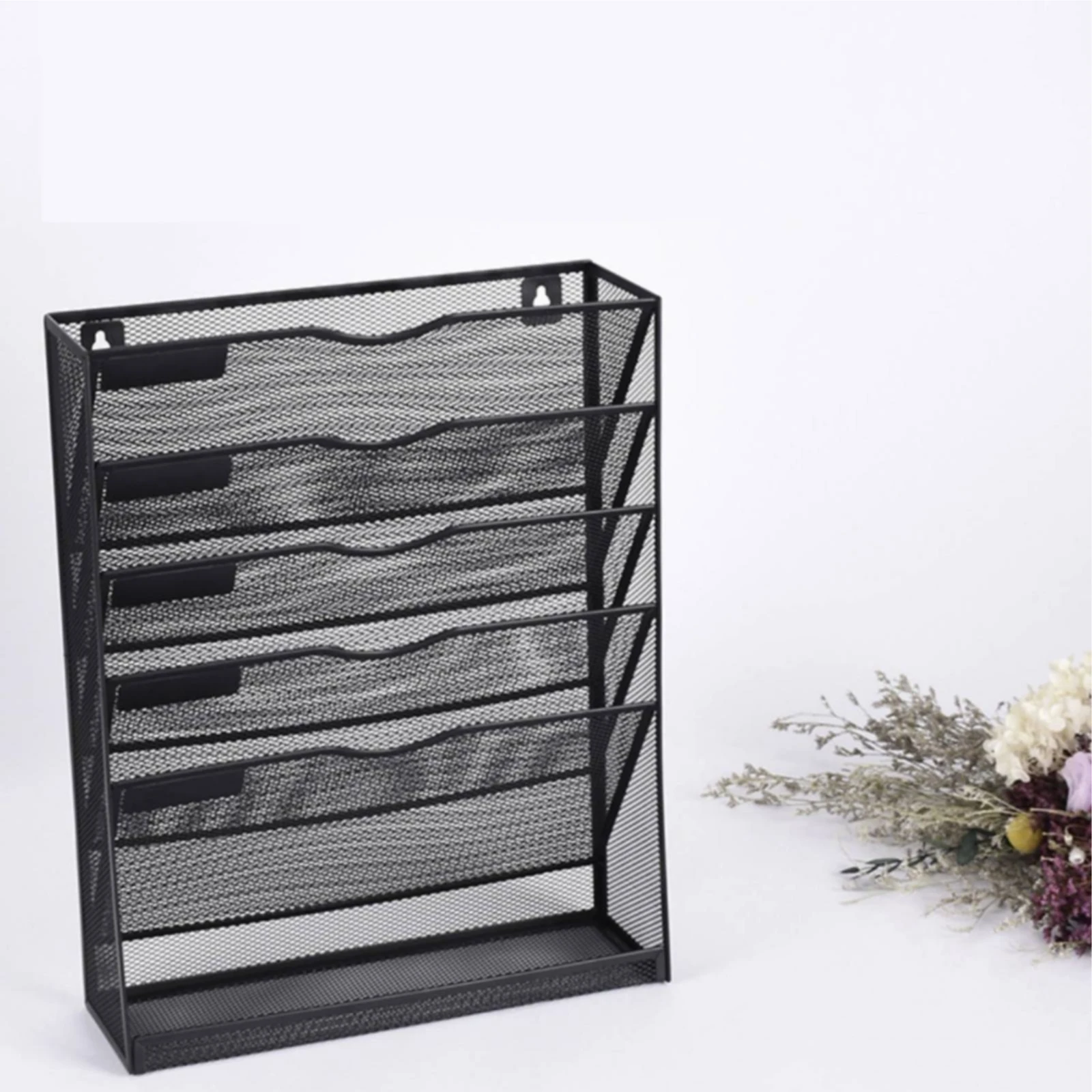 Mesh File Rack with Bottom Shelf Industrial Mesh File Organizer Document Organizer Vertical Sturdy for Professionals, Office