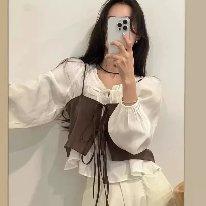 Korean Instagram Strap Tank Top Summer 2024 New Fashion Korean Style Layup Outwear Small Tank Top Strap Short Slim Fit Pullover