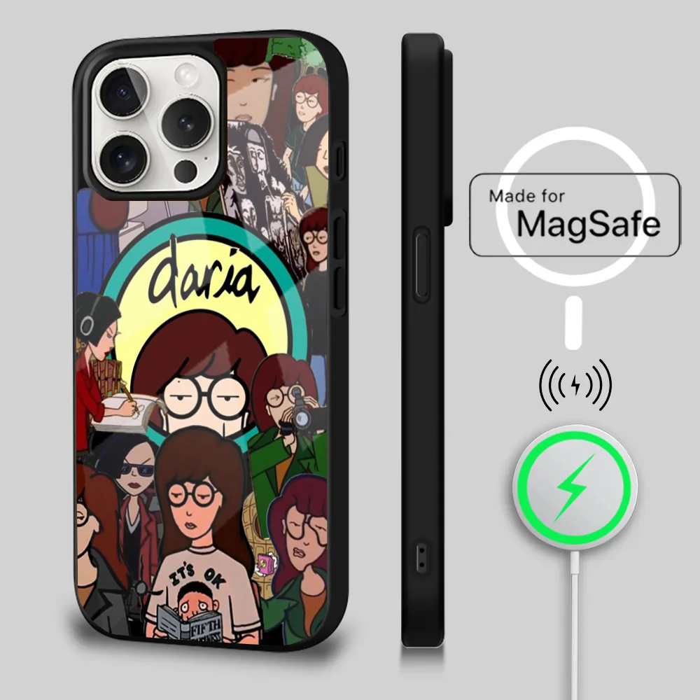 Cartoon D-Daria  Phone Case For iPhone 16 15 14 13 12 11 Plus,Pro,Max Mini Magsafe Magnetic Wireless Charging