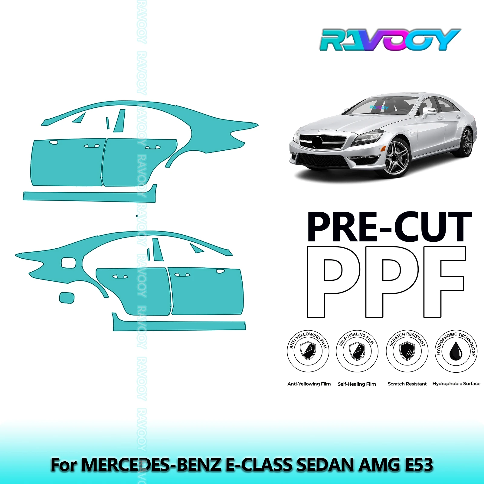 

For Mercedes-Benz CLS 63 AMG-63 S-Model 2012-2014 8.5mil Pre-Cut PPF Door & A/B Pillar Kit TPU Paint Protection Film Set