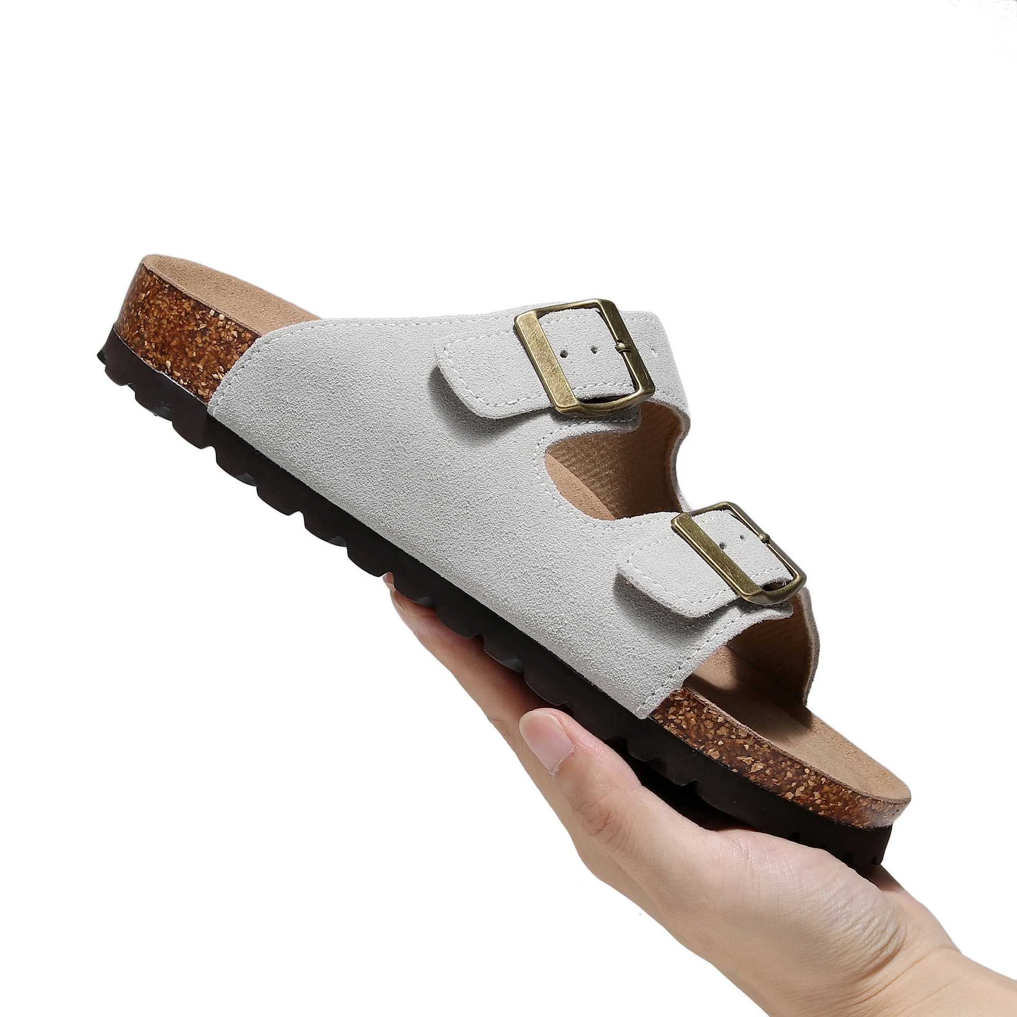 

Platform Suede Sandals for Women - Soft Cork, Adjustable, Open Toe, Non-Slip EVA Sole, Summer Essential Cow Suede Birken Shoes