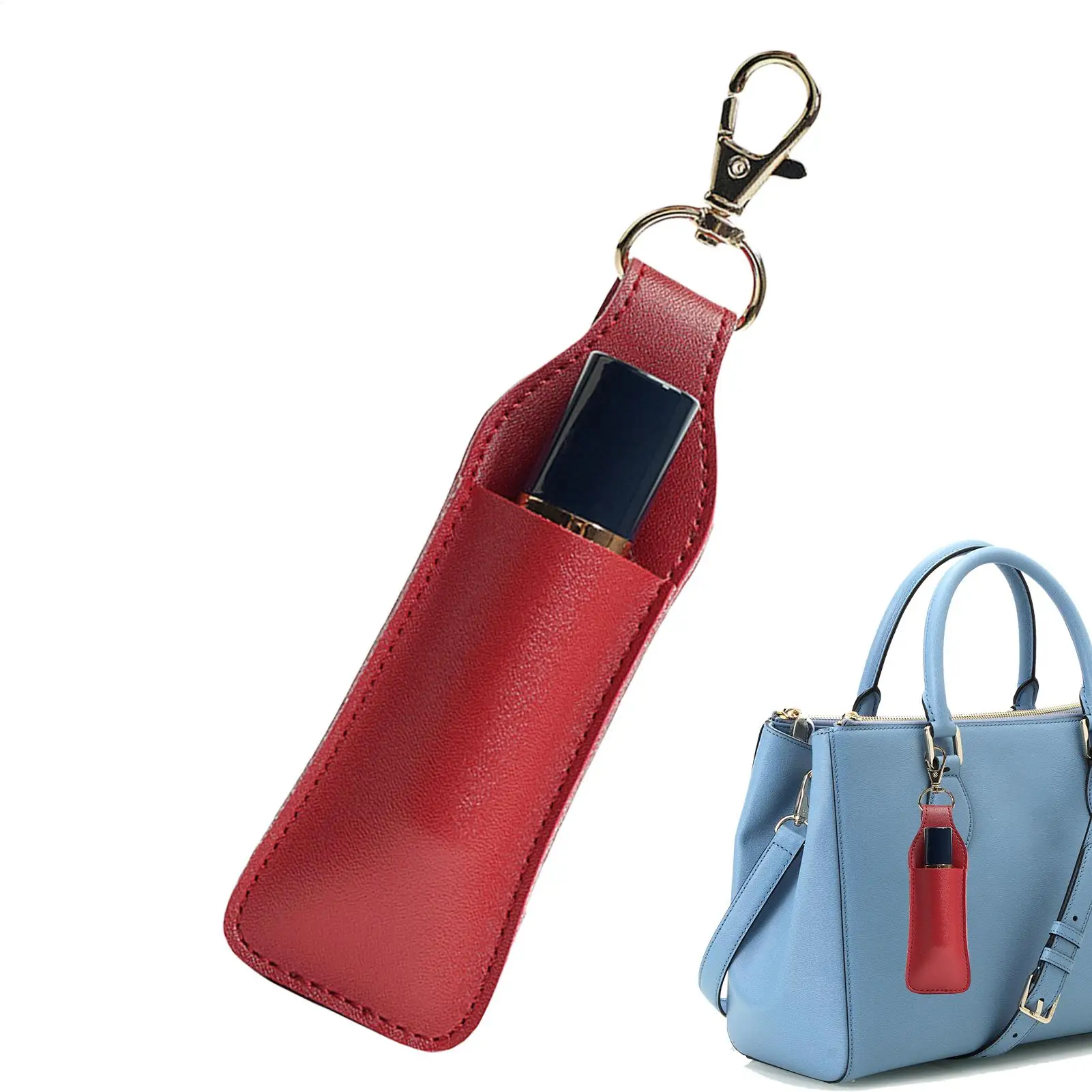 Portable Lipstick Bag Makeup Pouch Lip Balm Holder Case Keychain Pendant Bag Accessories Lip Gloss Pouch For Women Girl Outdoor