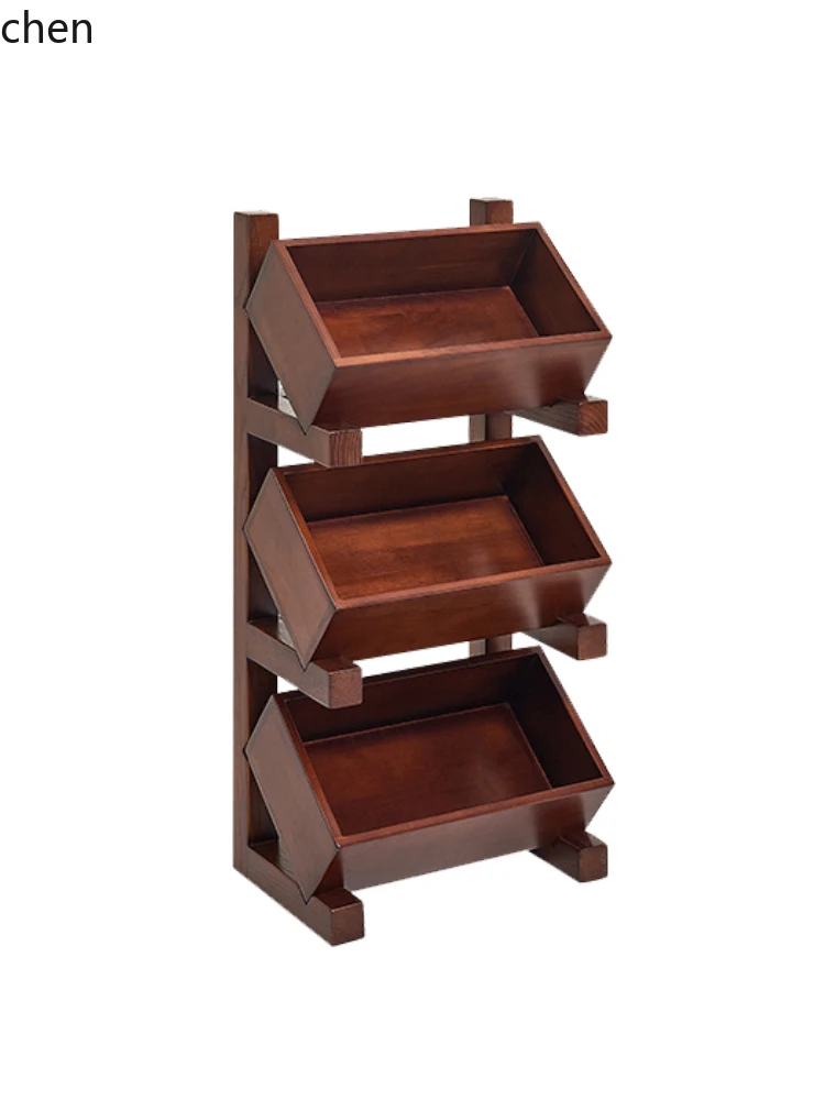 ZML Solid Wood Storage Rack Multi-Compartment Organizer Display Rack Vegetable Display Rack