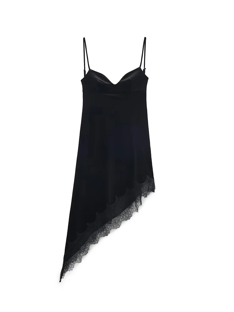 فستان سهرة نسائي أنيق من الدانتيل المخملي مثير بحمالات بدون ظهر فستان غير منتظم نحيف 2026 موضة جديدة للسيدات فستان الحفلات والنوادي #2