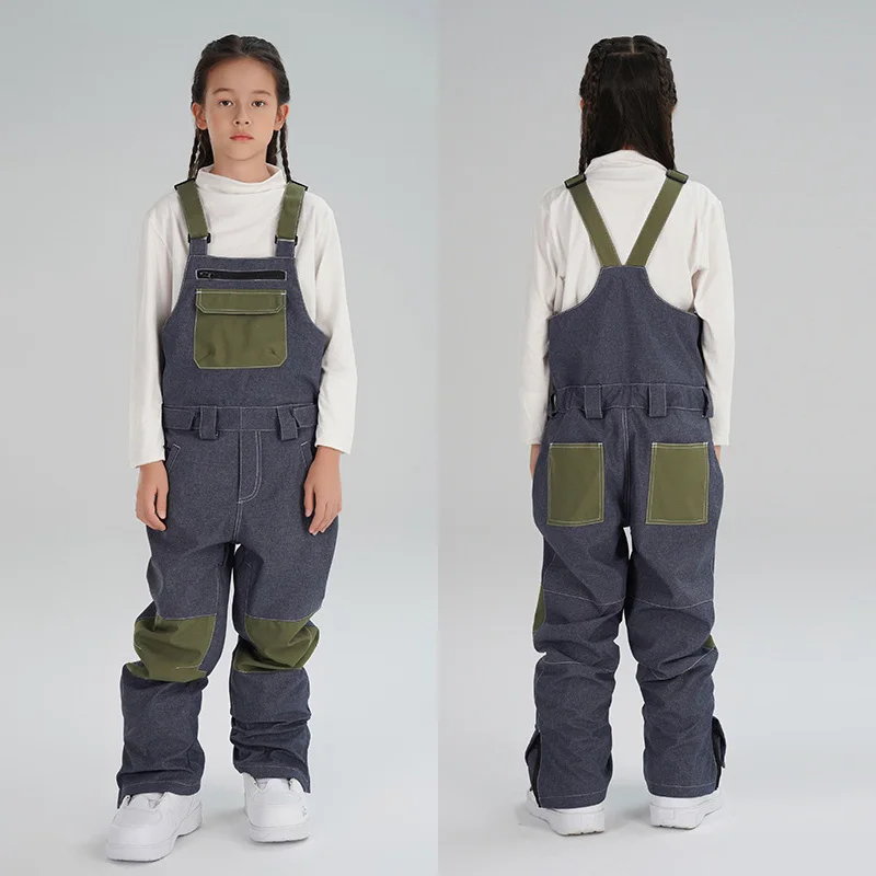

New Boys Girls Skiing Pants Windproof Thermal Breathable Outdoor Single Double Board Sports Waterproof Children Snow Overalls