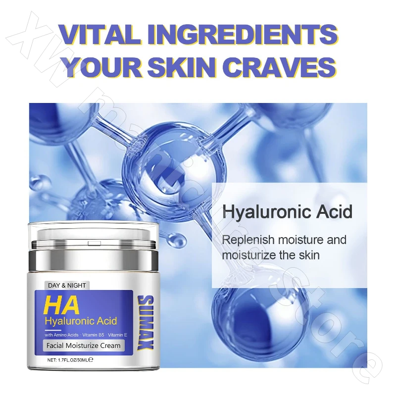 SUMAX حمض الهيالورونيك كريم وجه دقيق ترطيب ترطيب اشراق ثبات كريم العناية بالوجه المرن 50 مللي #2