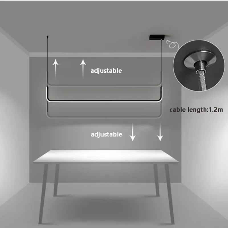 Moderno led moldura de ouro lustre regulável para mesa sala jantar cozinha decoração casa iluminação lustres luminárias