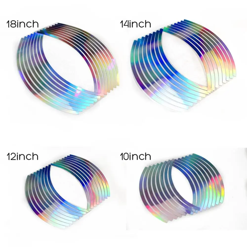 16PCS 10''/12''/14''18'' Motorcycle Reflective Sticker Universal Wheel Rim Strips Decor Stripe Bike Scooter Trim for Motor