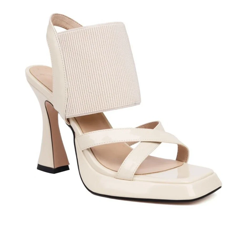 

Zapatos De Mujer Женские сандалии с эластичной лентой и открытым носком на высоком каблуке, вечерние свадебные туфли, сандалии на платформе для невесты, большой размер 46 1788-3