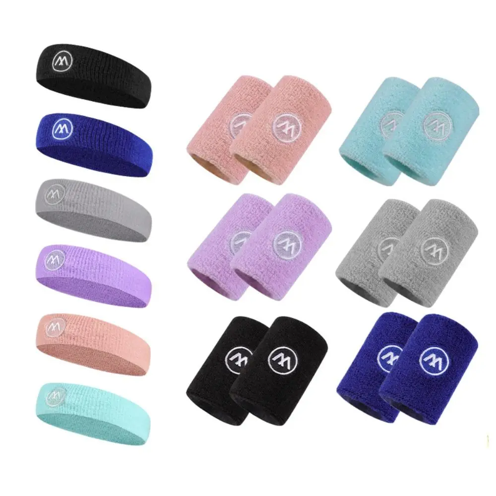 Wrist Wrap Sweatband Absorb Sweat Towel Sweat Bands 6 Colors Female Tennis Headband Adults Male Sports Sweat Wristband Fitness