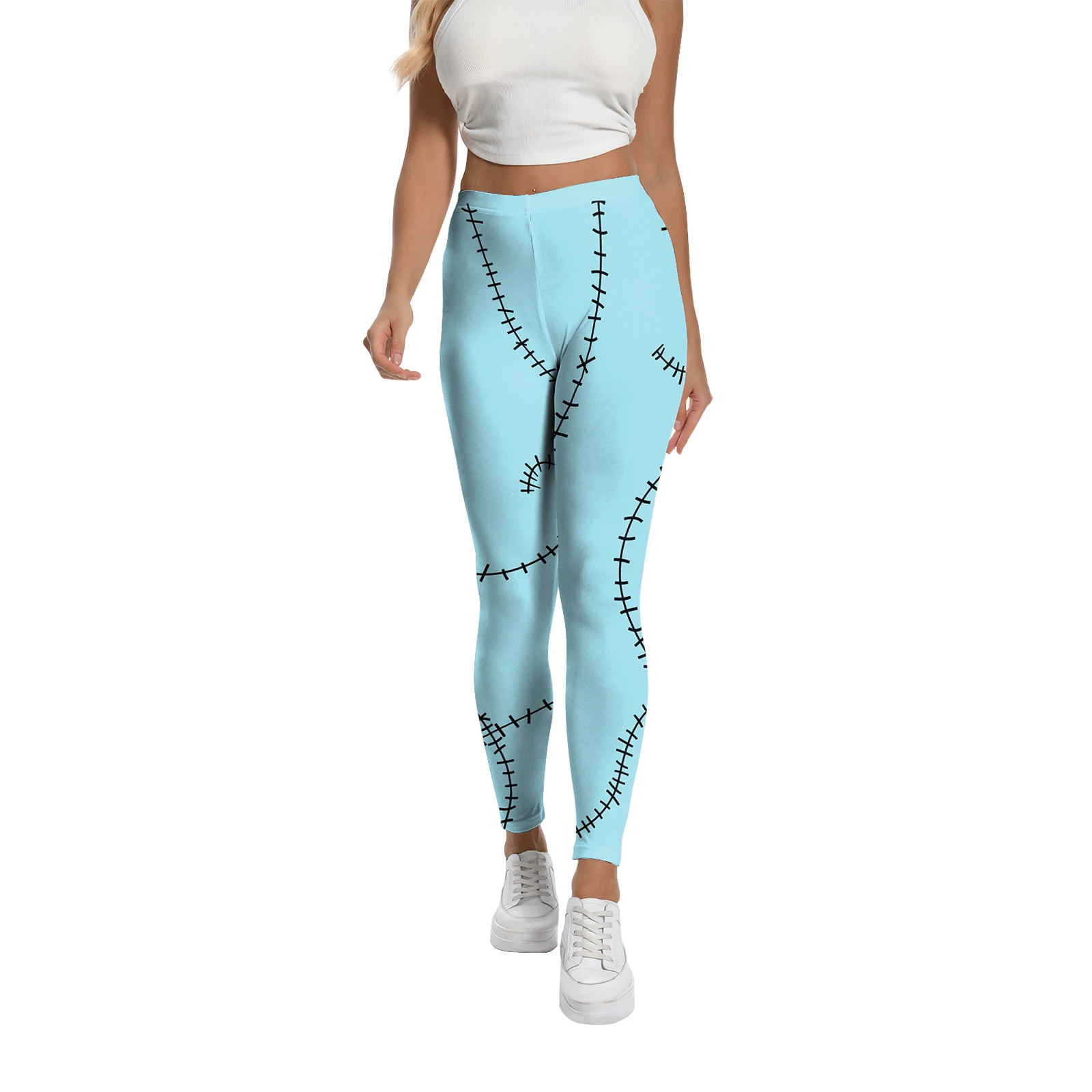[You're My Secret] Halloween Sally Kleid Leggings Damen Patchwork-Print Cosplay Kostüm Partykleider Tag der Toten Outfit – Detail 20