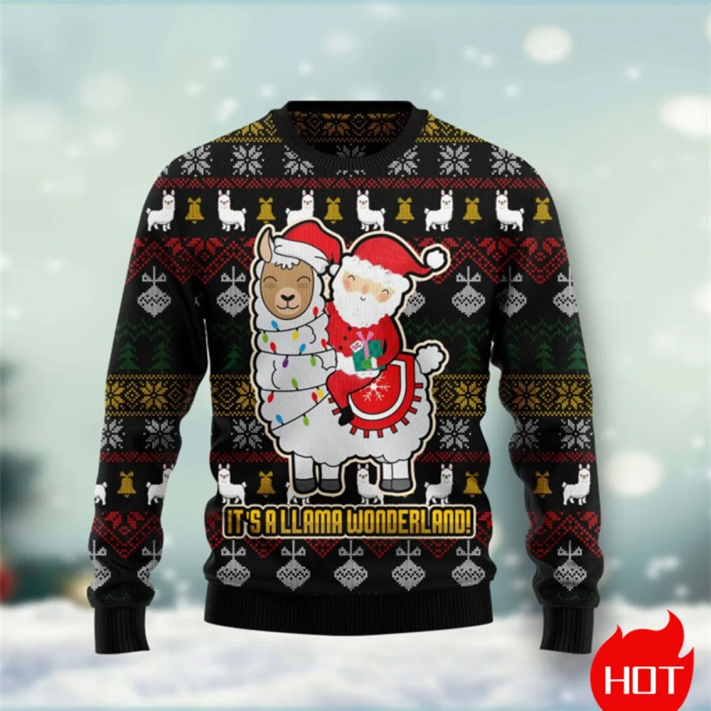 جديد عيد الميلاد سانتا كلوز الكتابة على الجدران سترة مضحك الشتاء سترة قبيحة ثلاثية الأبعاد طباعة Harajuku البلوز عادية مضحك