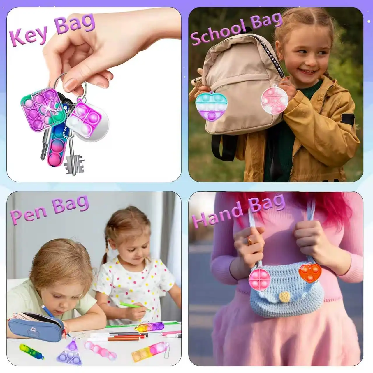 Mini Pop Keychain Fidget Toys for Kids-Birthday Party Favors Stocking Stuffers Classroom Prizes Stress Relief Toys For Children view 6