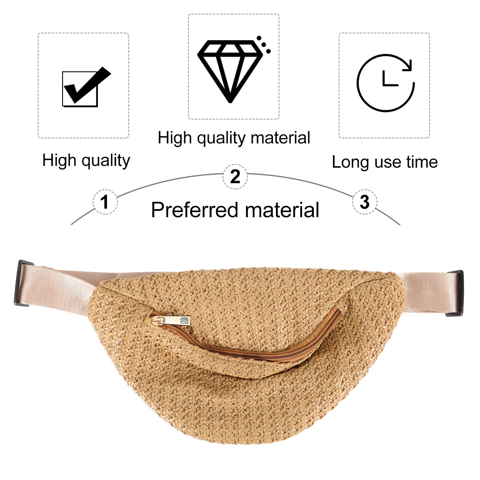 Straw Shoulder Chest Bag Waist Pouch Simulation Shopping Summer Storage Clutch Purse for Women Beach Bags