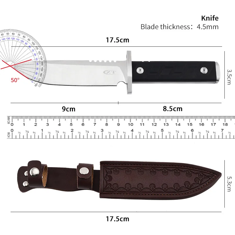 Outdoor knife high hardness straight knife integrated keel camping self-defense knife camping portable mountain knife outdoor se