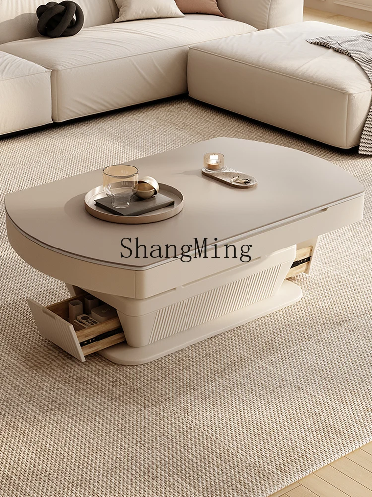 

HJ lifting rock slab coffee table dining table integrated dual-purpose living room household small apartment dining table