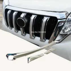 For Toyot land cruiser prado FJ 150 2010-2017 ABS Chrome  Front Bumper Grille Hood Engine Grills Cover Trim Sticker Accessories