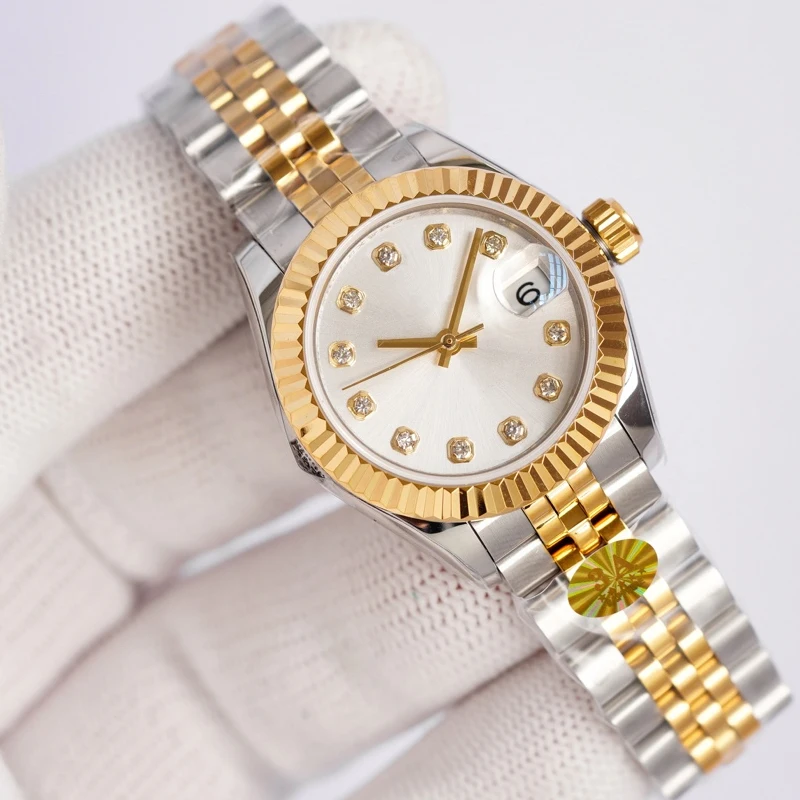 Reloj de pareja de marca de lujo para amantes, reloj mecánico de estilo clásico de 28mm para mujeres elaboradas por Rolexes, regalo maravilloso de inspiración