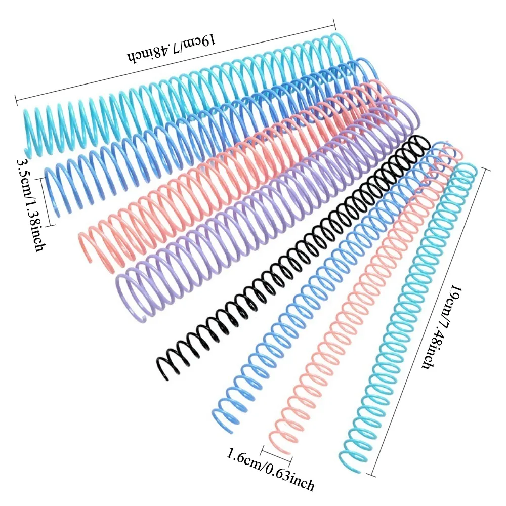 8 bobine a spirale colorate per rilegatura a fogli sciolti da 16 mm 35 mm, 8 colori, possono essere rifinite arbitrarily per raccoglitori di libri A4 A5 B5