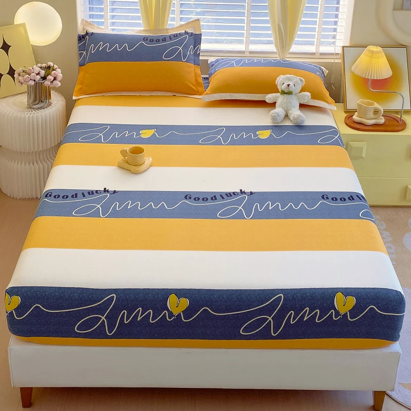 

Printed Bedsheet Simple Style Bed Cover Home Bed 120/150/180cm Sheets Adults Kids Fitted Sheets 침대 시트 (Pillowcase Need Order)