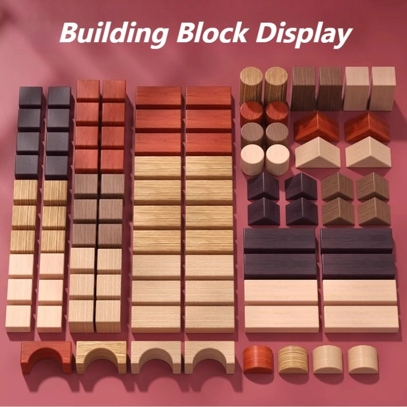 اللبنات الخشبية الصلبة ألعاب أطفال اللبنات برميل معبأة منشئ السلامة الملونة كتلة التراص لعبة البناء