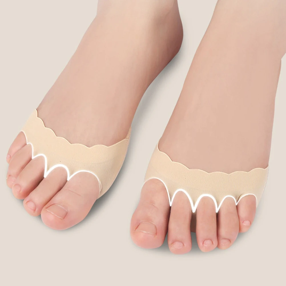 2 قطعة حافة الدانتيل موجة غير مرئية نصف تنفس فصل إصبع الجوارب ل عالية الكعب الصيف عدم الانزلاق الأمامية النساء الجوارب