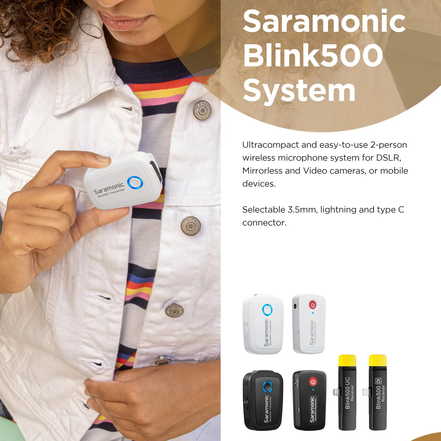 Saramonic Blink500 Microfone de lapela sem fio para iPhone Android PC Computador Smartphone DSLR Streaming Gravação de Youtube