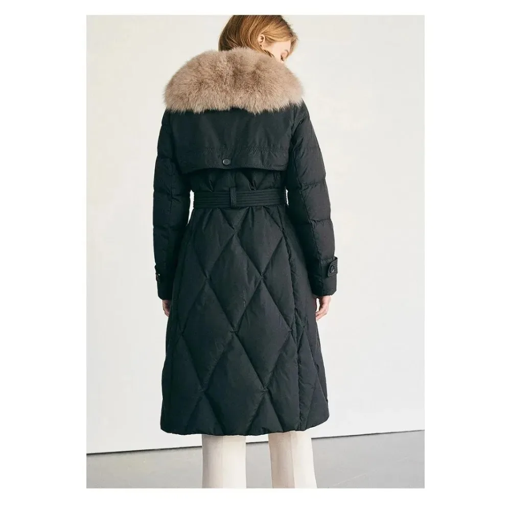 Huge Real Fox Fur Collar 2024 Winter 90% Duck Down Jacket Women Long Puffer Coat Snow Outerwear Female Slim Feather Parkas