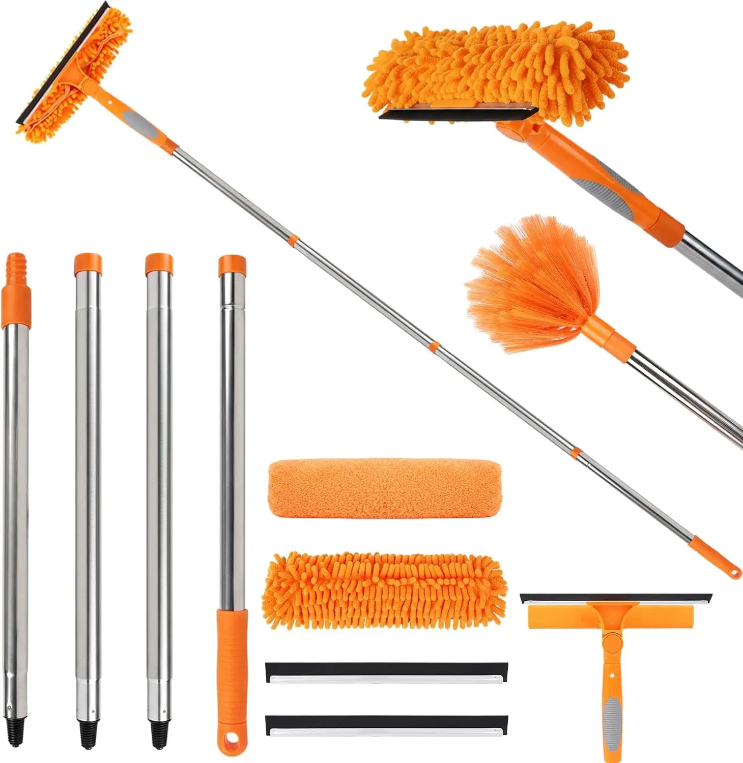 

Профессиональный скребок для окон 67 дюймов, вращающийся скребок 3-в-1 для мытья окон с удлинительными штангами, набор инструментов для чистки окон