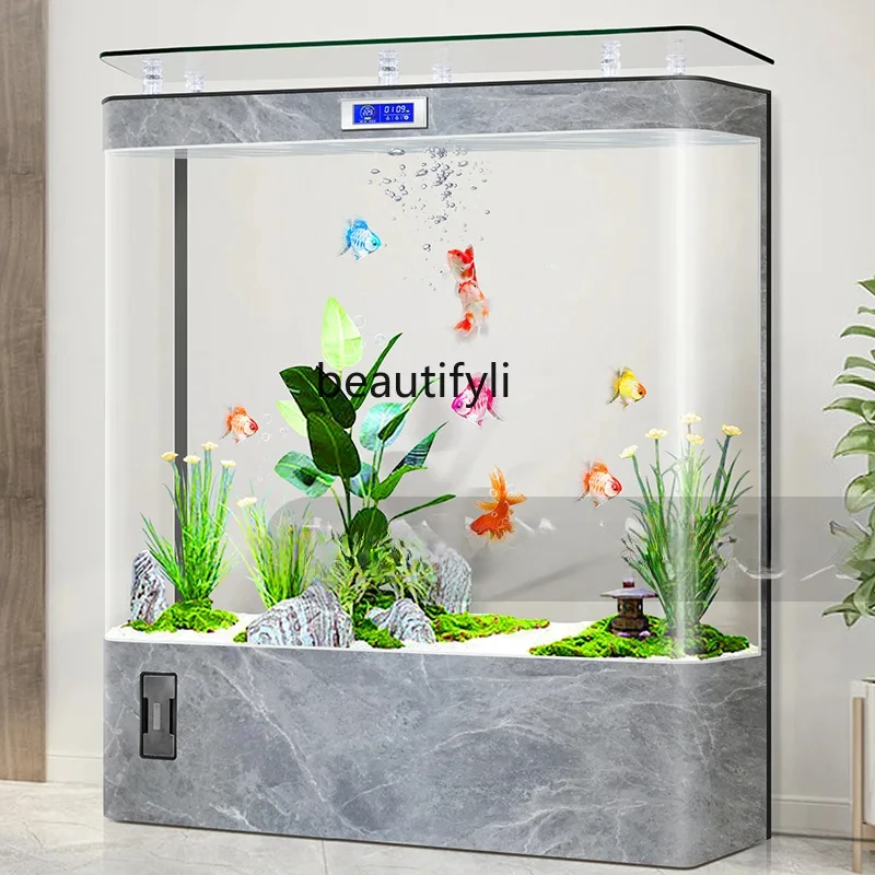 Fish Tank Living Room Wall Integrated Molding Large Ecological Replacement-Free Aquarium Intelligent Floor Fish Globe