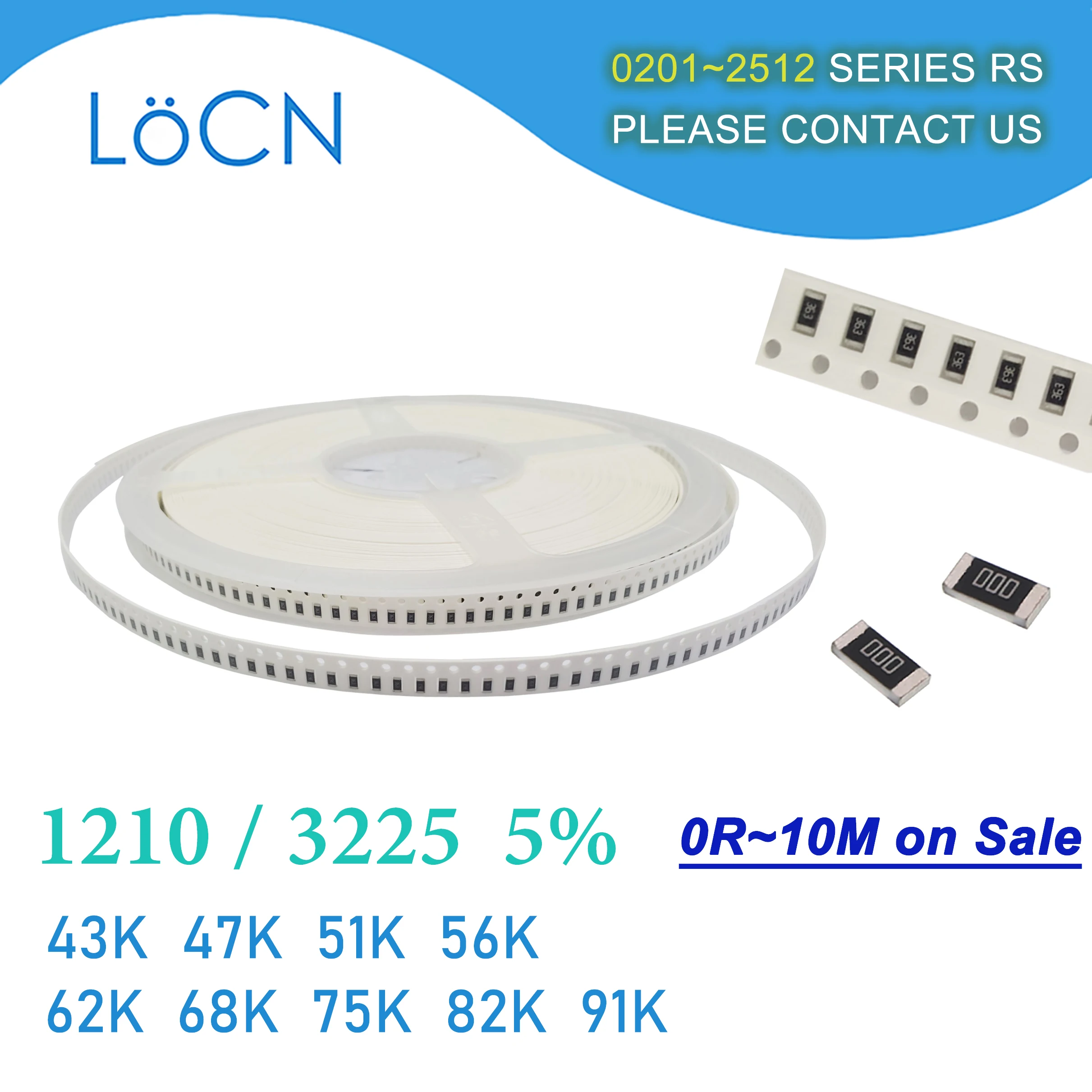 1210 J 5% 5000 шт. 43K 47K 51K 56K 62K 68K 75K 82K 91K OHM 3225 SMD резистор Высококачественный LoCNService 433 473 513 563 623