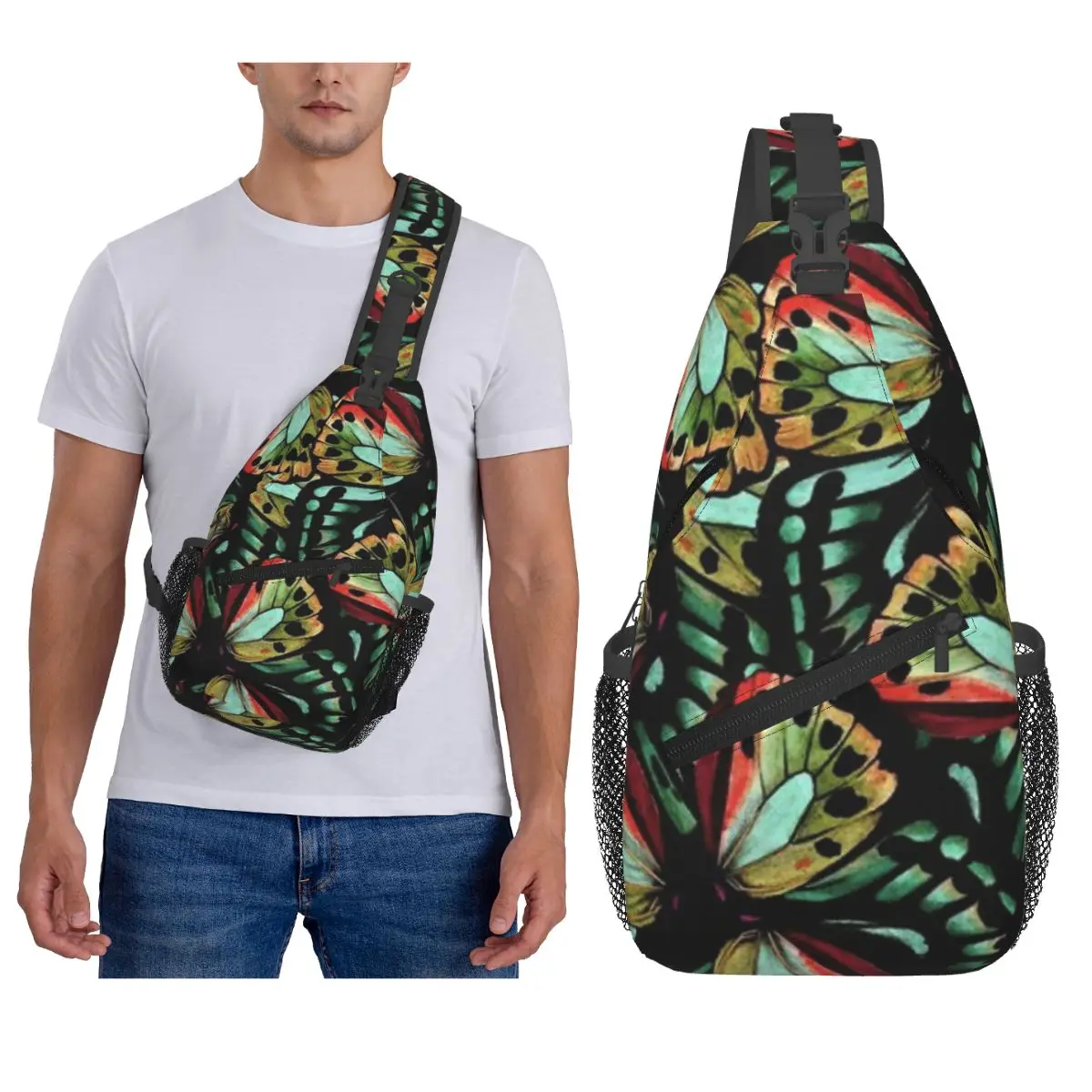 

Фэнтезийная нагрудная сумка с бабочкой, мужской рюкзак через плечо, нагрудная сумка, дорожный походный рюкзак, сумка на плечо