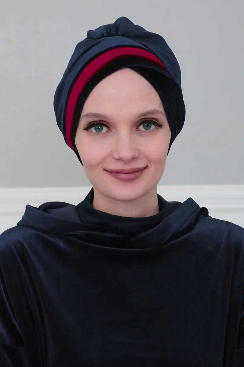 Doppel farbe samt Knochen navy blau