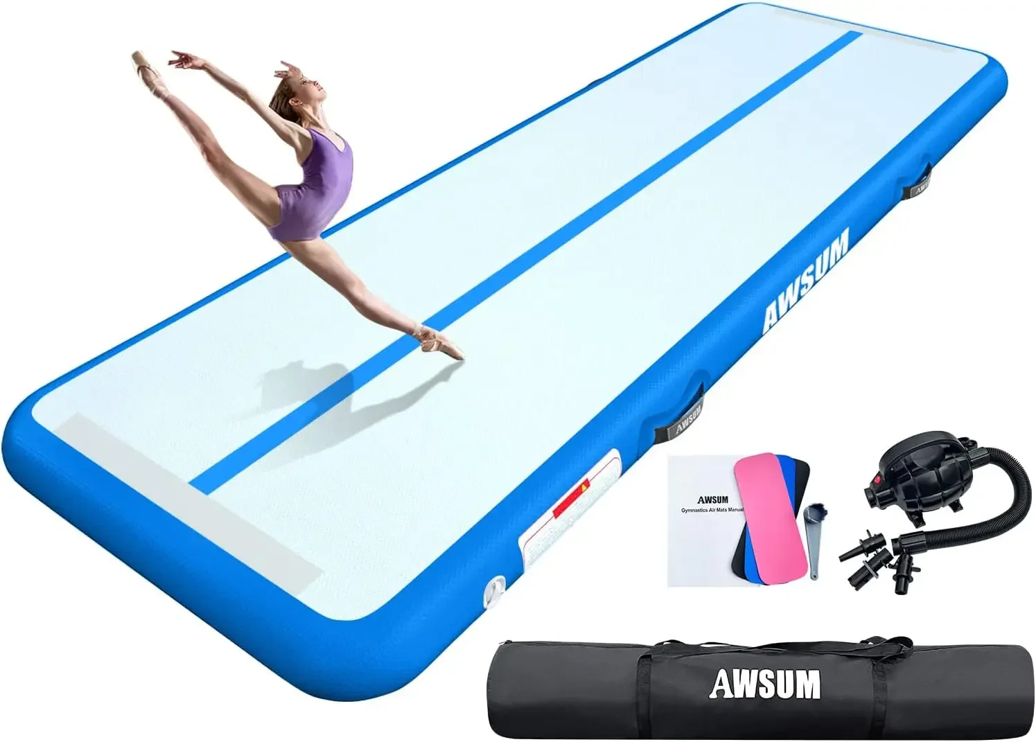 

Inflatable Air Gymnastics Mat 10ft/13ft/16ft/20ft/23ft Training mat 4/8 inches mat with Electric Pump for Home/Gym/Outdoor