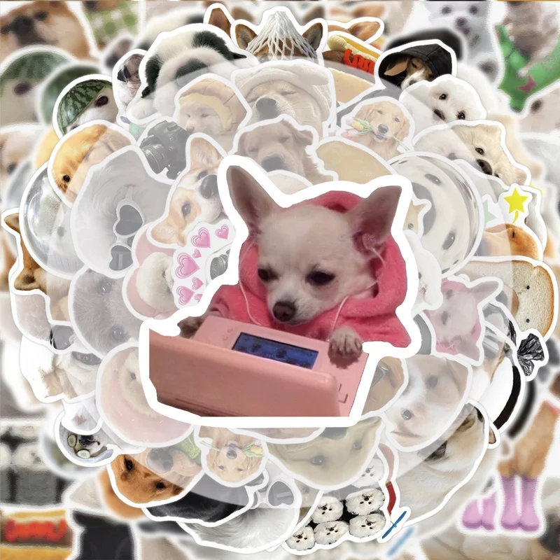 50 Fun Dog Stickers, Vibrant Sticker Decals, Multiple Styles Without Duplication, Suitable for Water Bottles, Laptops, Suitcases, Skateboards, Guitars, Party Decorations