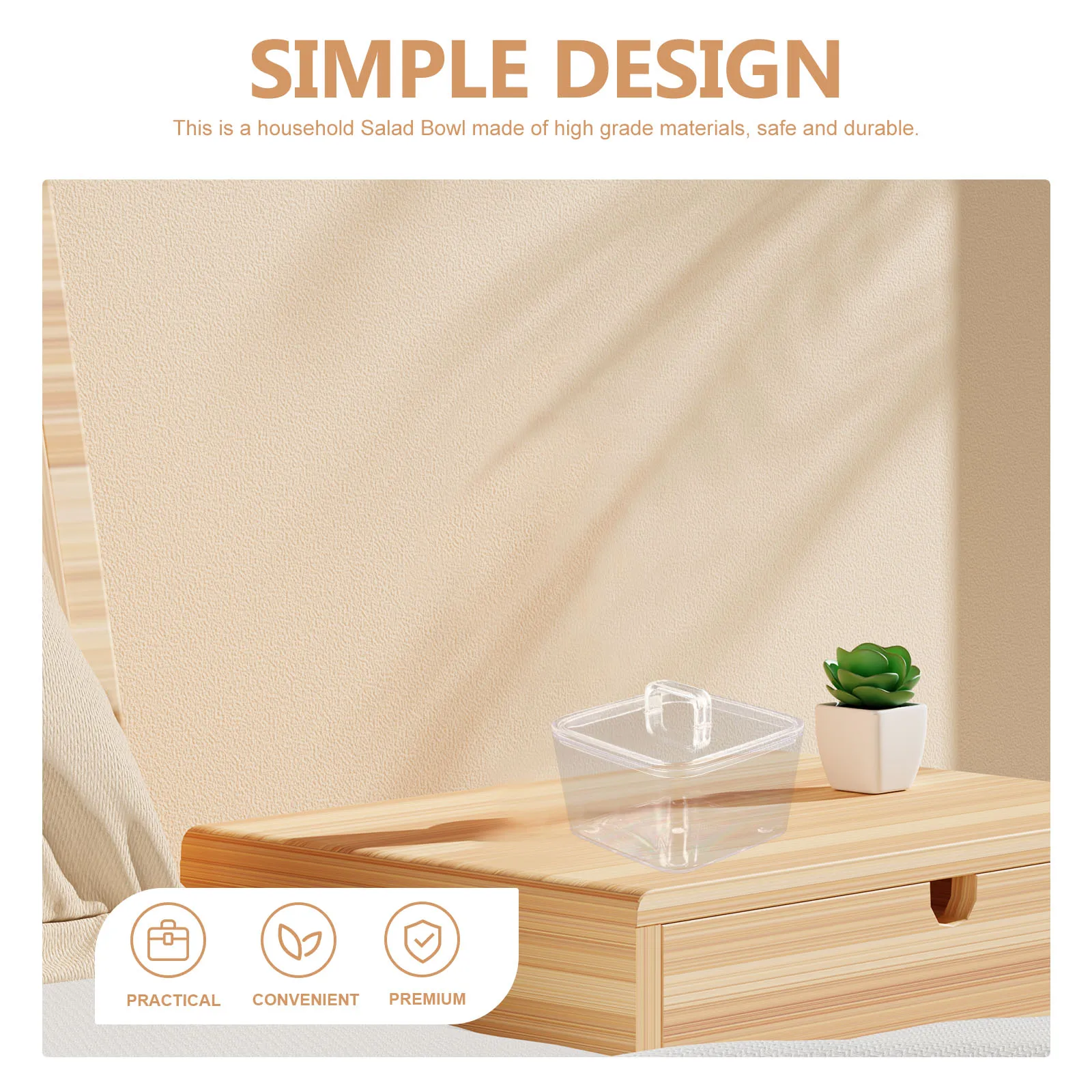 

2pcs Transparent Storage Container Clear Fruit Serving Bowl Easy Clean Large Capacity Family Share