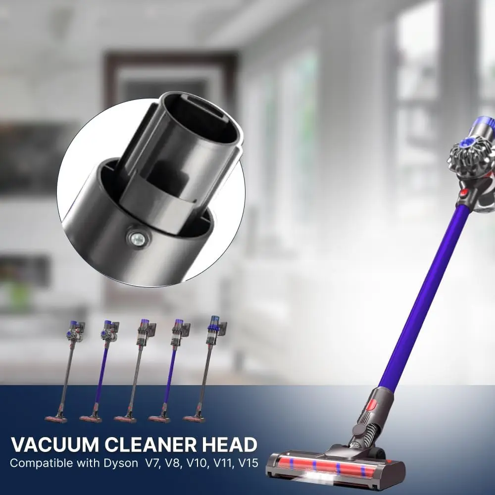 Мягкая роликовая чистящая головка со светодиодной подсветкой — совместима с Dyson V7, V8, V10, V11, V15 — высокоэффективная вакуумная насадка