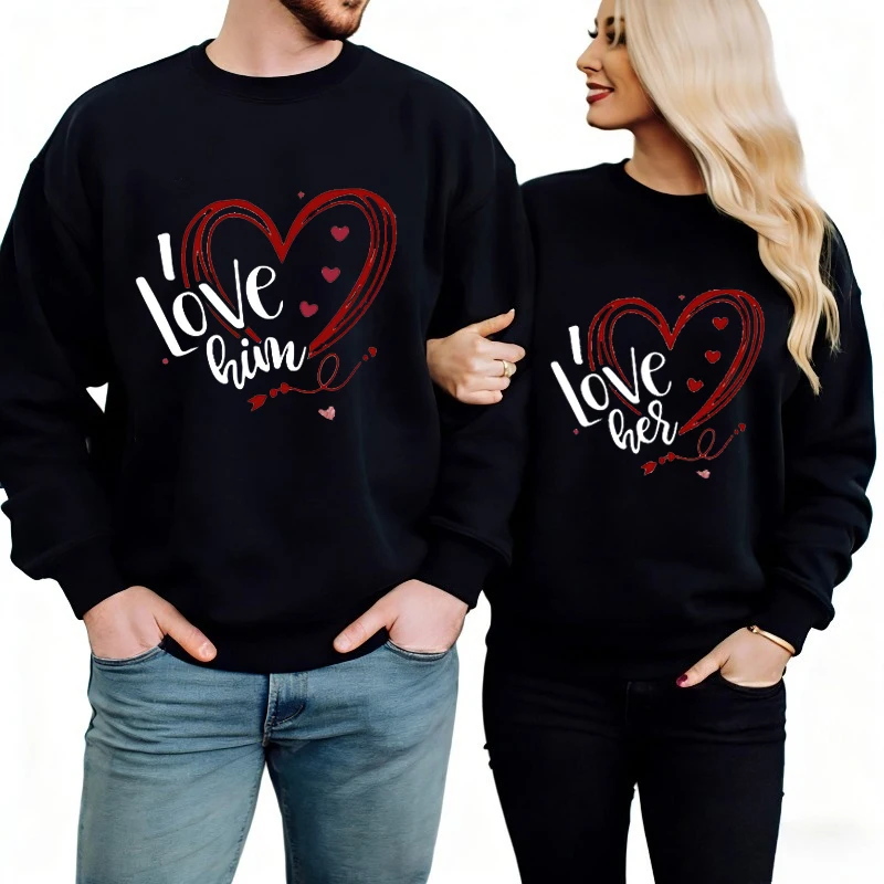 

Hearts Print Sweater Couple Sweater Couples Jumper Couples Sudadera De Mujer Casual Couple Matching Clothes Lovers'clothes