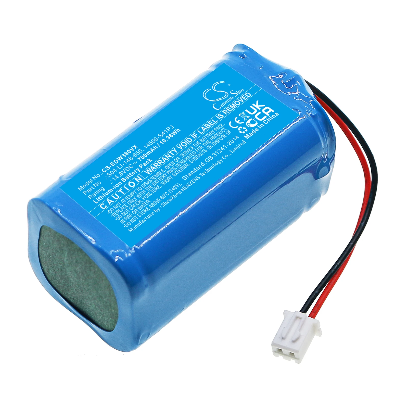 Vacuum Battery For Ecovacs 14500-S41PJ S04-LI-148-650 Winbot W830 W850 W930 W950 700mAh / 10.36Wh