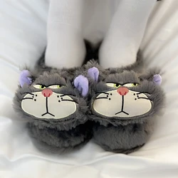 Disney Cute Lucifer Cat Slippers Comfortable Indoor Home Shoes Kawaii Cartoon Anime Shoes Birthday Gifts for Autumn Winter Girl