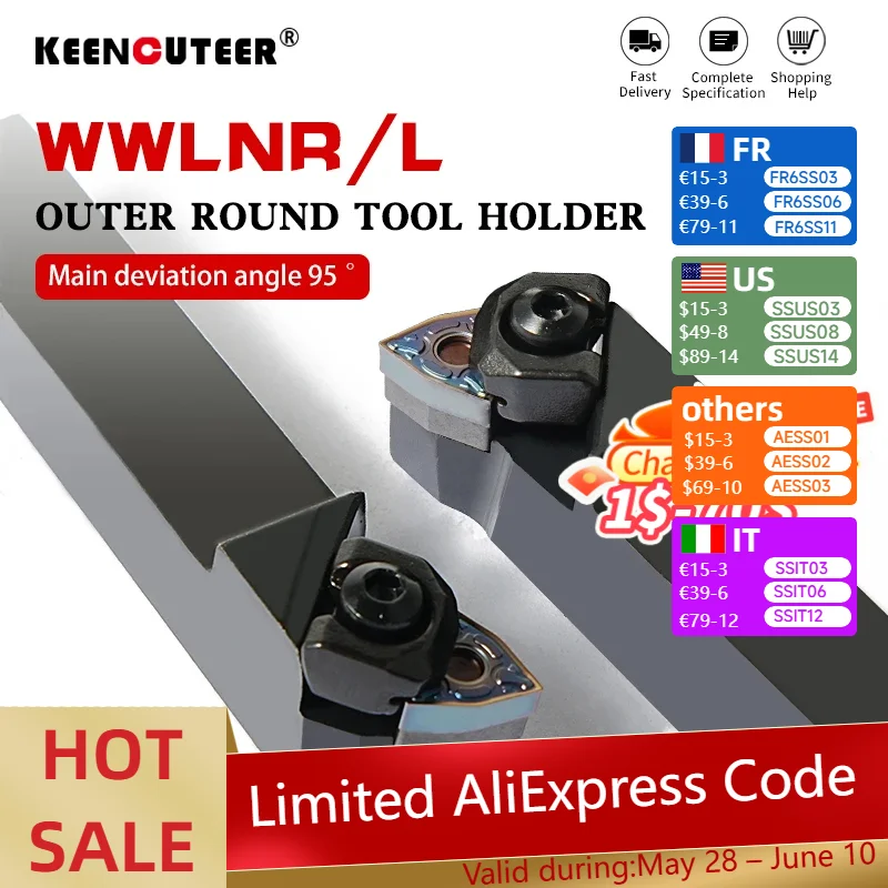 1pc WWLNR2020 WWLNR2525 WWLNR3232 Externe Drehen Werkzeug Halter schneidewerkzeug WNMG hartmetall Einsätze drehstahl WWLNR drehstahl werkzeug
