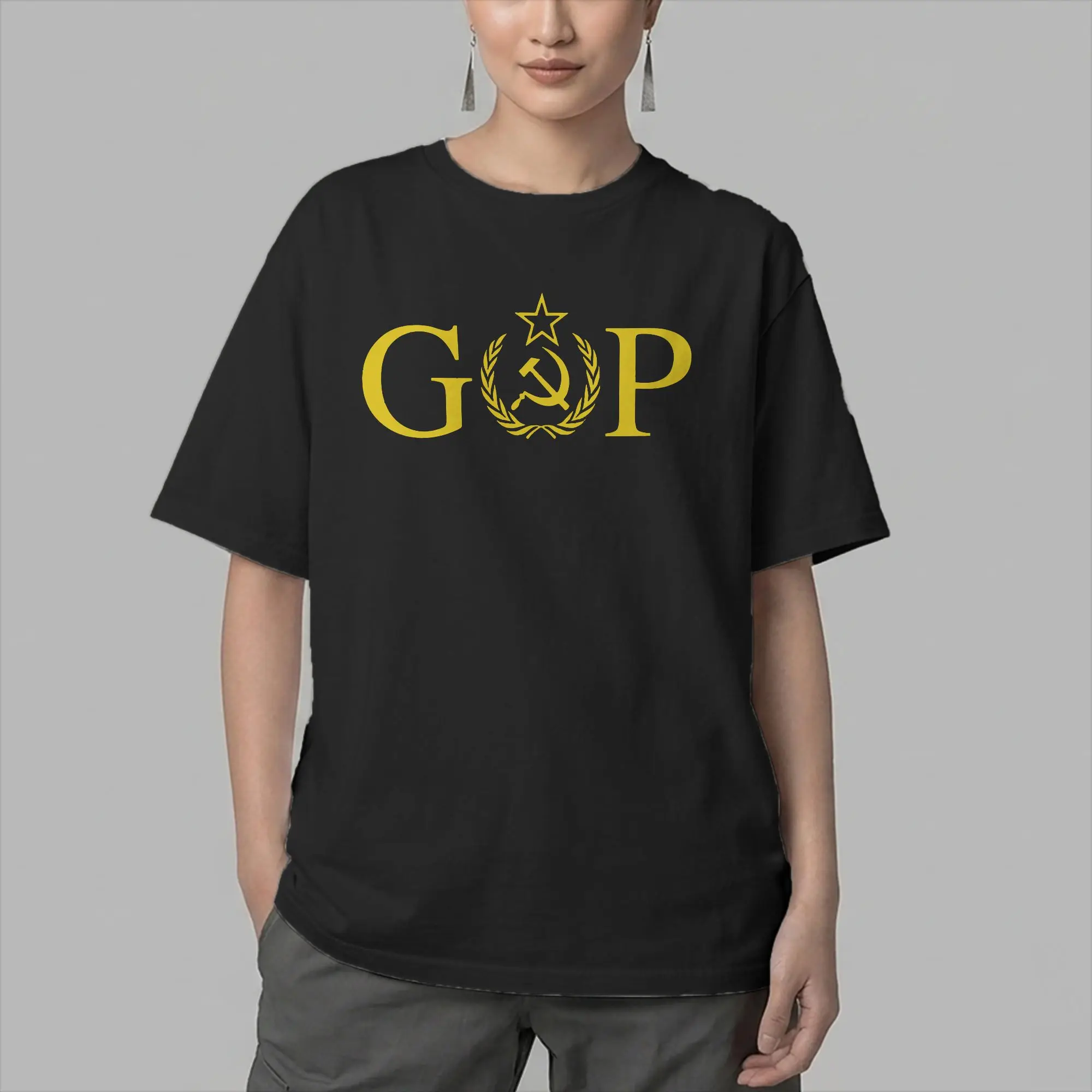 Vintage CCCP GOP Treason Soviet Hammer and Sickle T-Shirts for Men Crew Neck Pure Cotton T Shirts  Short Sleeve Tees Big Size