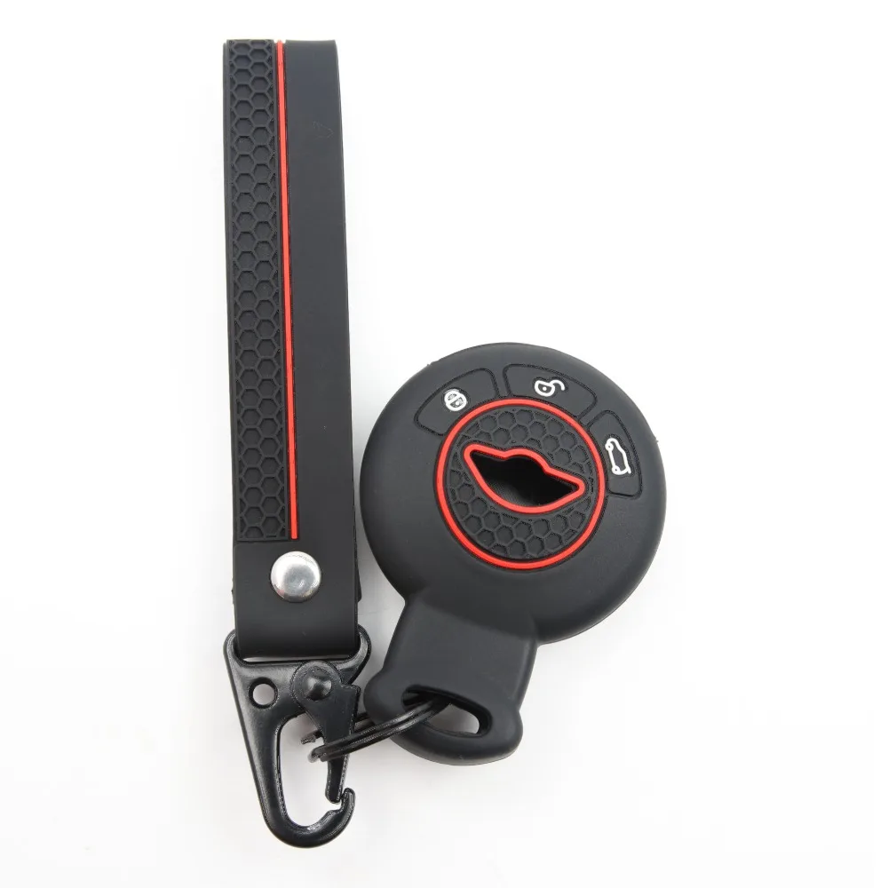 Soft Silicone Key Fob Case For BMW Mini Cooper Clubman Countryman Paceman Roadster R56 R57 CAS3 with swivel clip