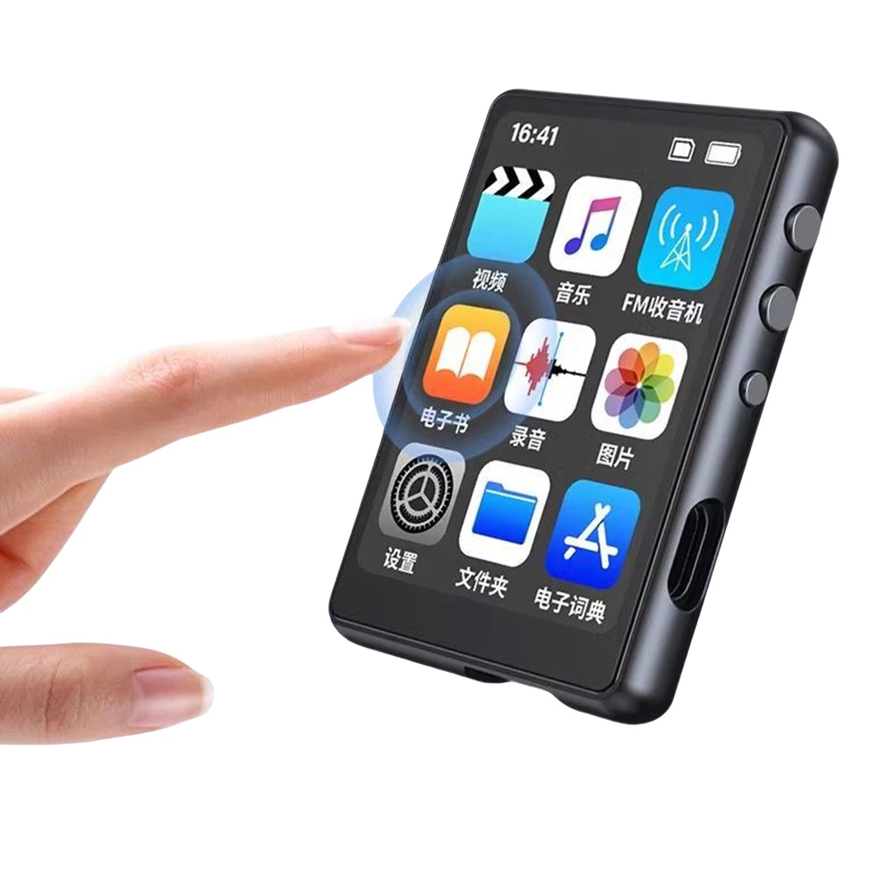 Pemutar MP3 MP4 Pemutar Musik Lossless Layar Sentuh Penuh Pemutar Audio Kompatibel dengan Bluetooth dengan Speaker FM/E-book/Perekam
