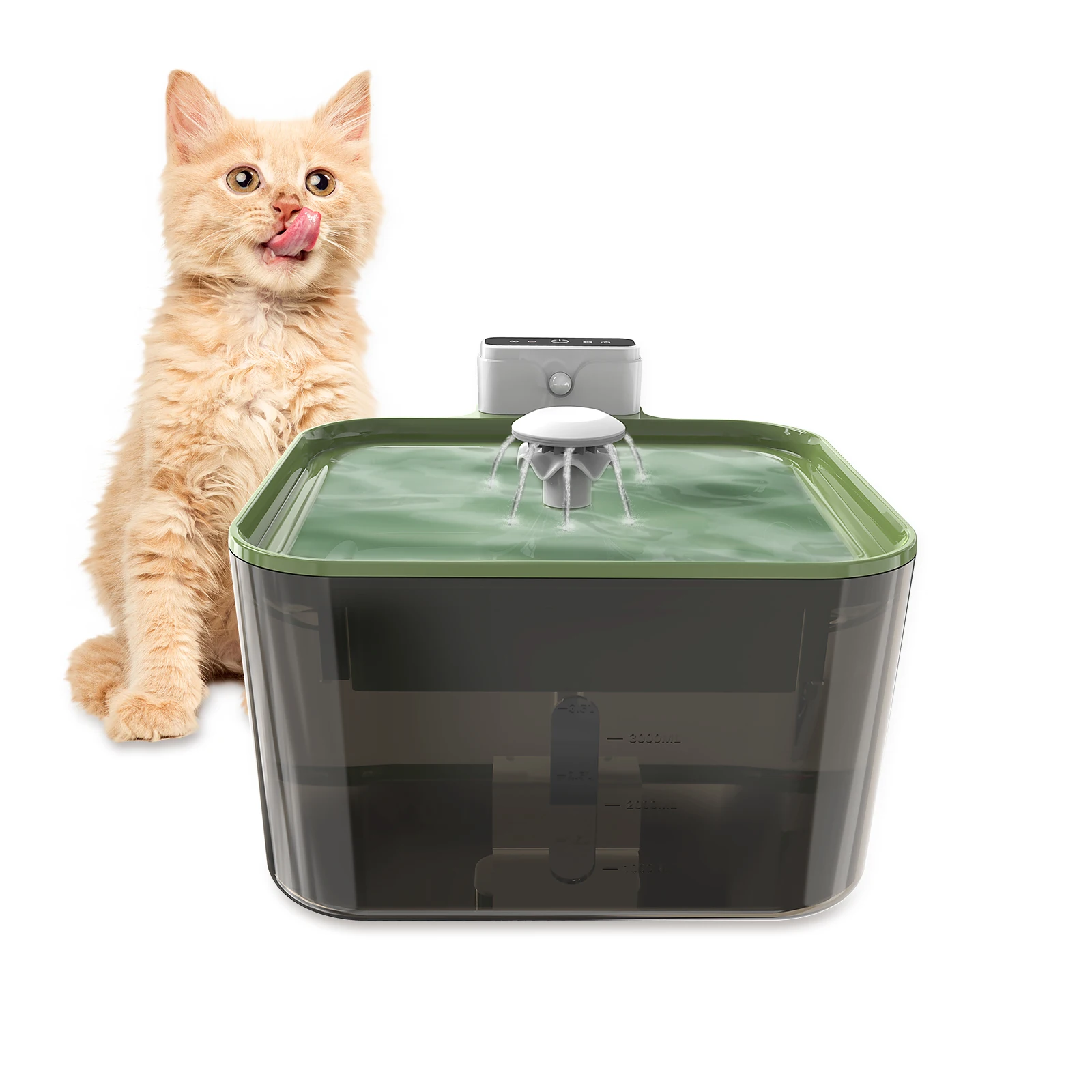 3.5L Cat Water Fountain Intelligent Sensing Timing Settings Pet Fountain Dispenser Tank Rechargeable Automatic Water Dispenser