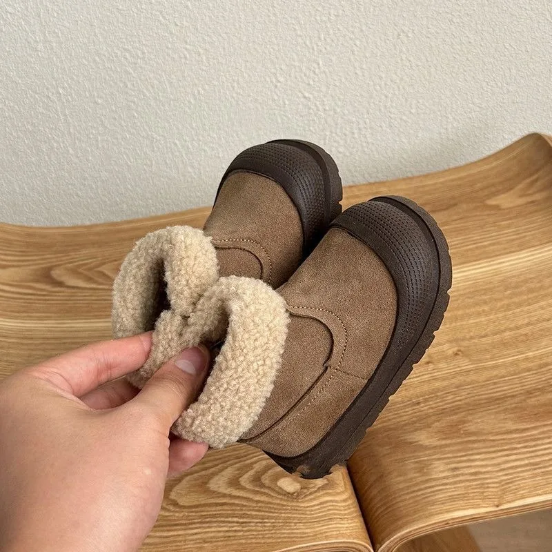 

Soft Leather Children's Snow Boots for Baby Toddler Warm Fleece Lined Winter Outdoor Footwear Toddler Boots for Little Kids​