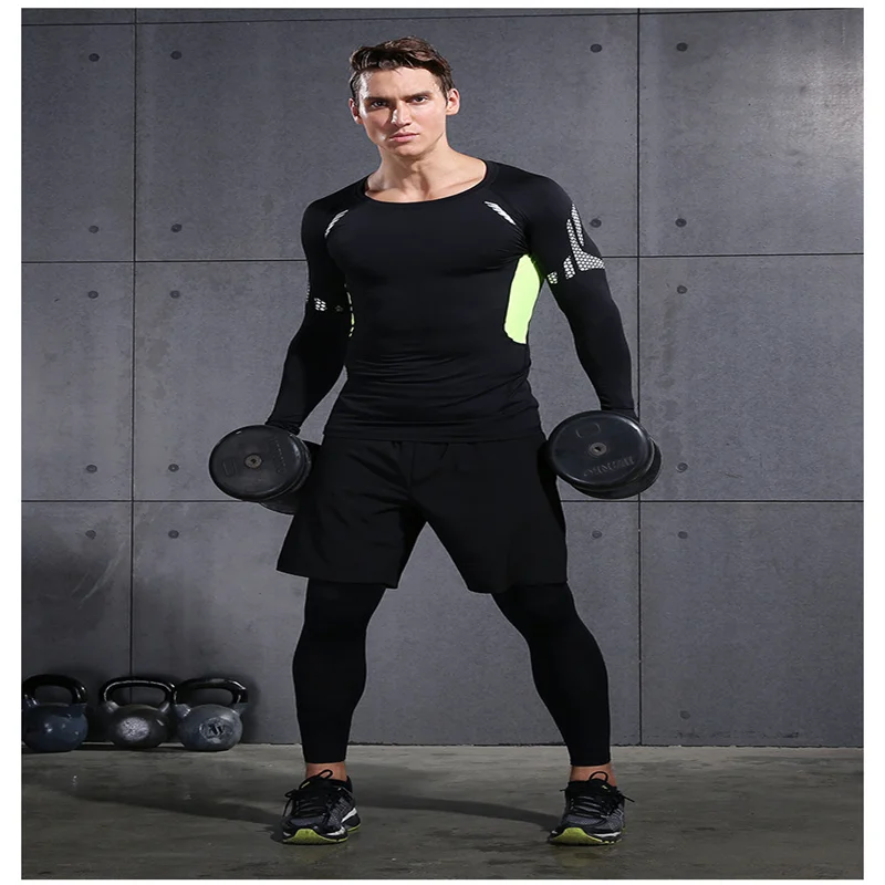 Compression Shirt Men Long Sleeve Printing Sportswear for Men Gym Clothing Running Fitness Training Workout Muscle Top Male