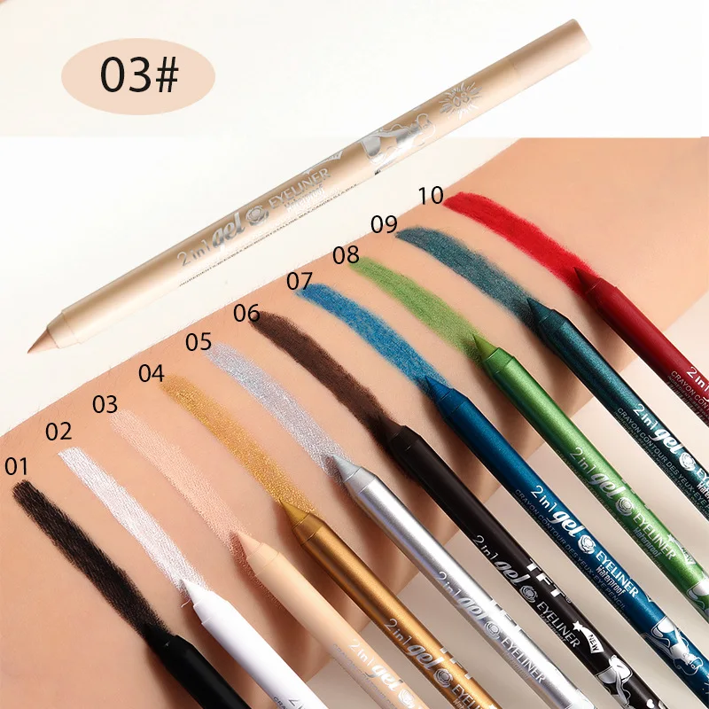 1pcs 2in1 Colored Eyeliner Lip Liner Pen Matte Blue Waterproof Lasting Eye Pencil Silkworm Gel Eyeliner Fashion Color Eye Makeup